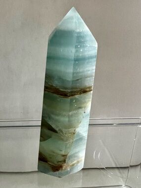 Blue Banded Onyx Polished Crystal Point Tower